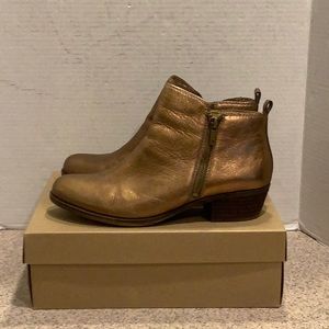 Lucky Brand Booties Metallic Bronze Leather   sz 10M